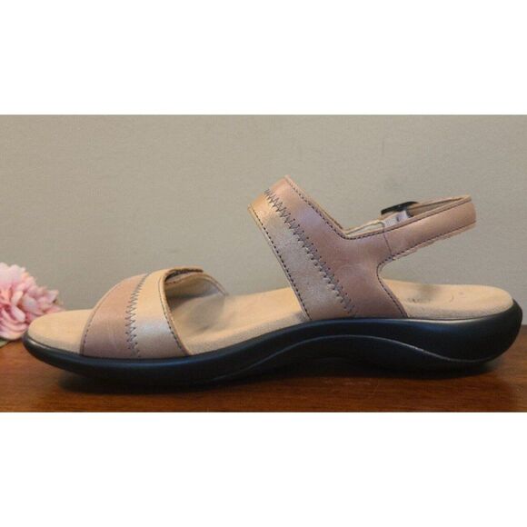 SAS Sandals NUDU DAWN Size 8 N NARROW Hook & Loop Closure TAN GOLD Heel Strap - Picture 9 of 11